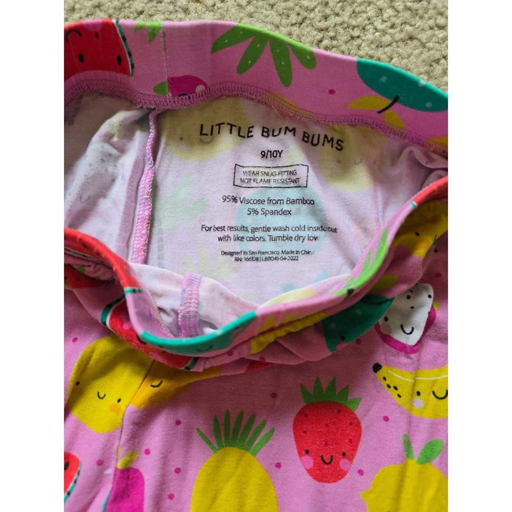 Little Bum Bums‎ Girls Pink Fruit Pajama Set Ruffle Sleeve Size 9-10
